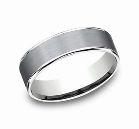 Glitter Finish GENTS TANTALUM 6.5MM SATIN BAND