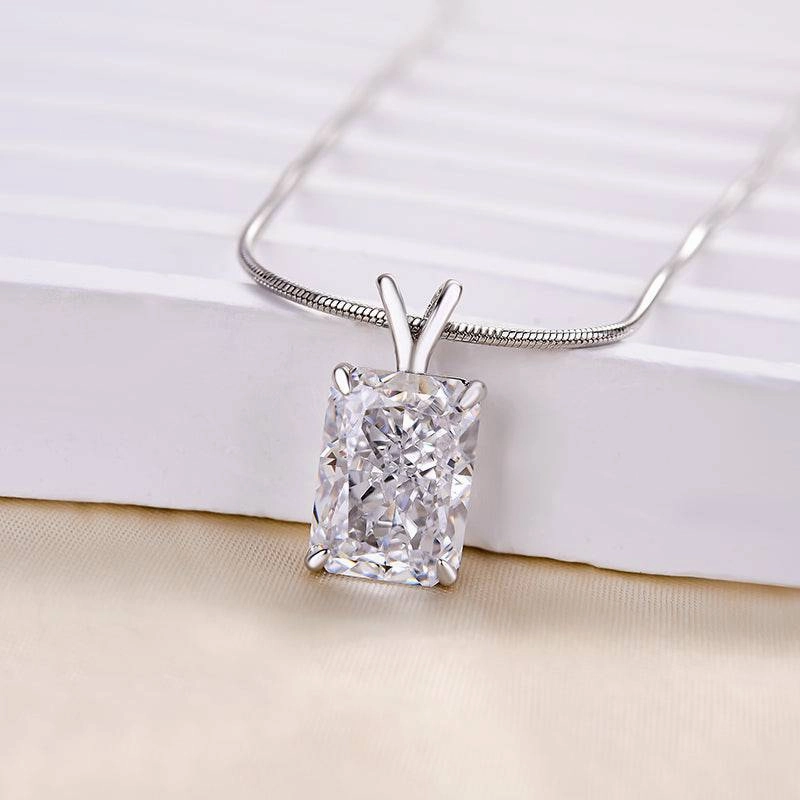 Louily Timeless Crushed Ice Radiant Cut Pendant Necklace In Sterling Silver Effortless Glimmer