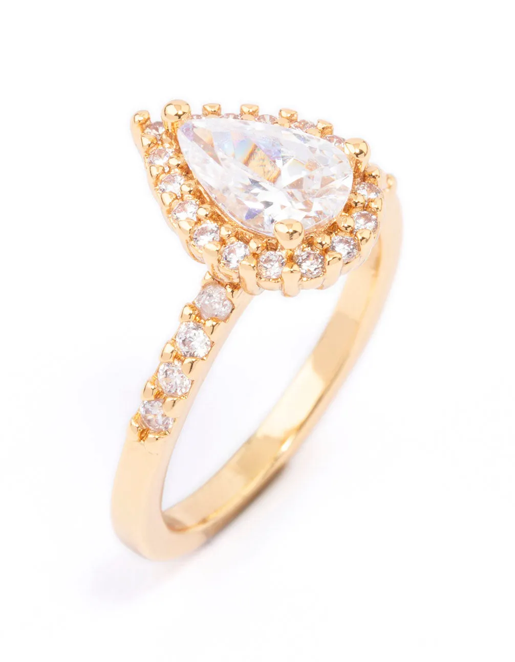 Creative Art Gold Plated Classic Pear Cubic Zirconia Engagement Ring