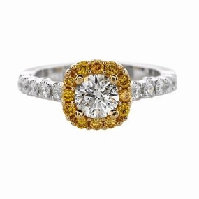 DIAMOND RING WITH FANCY YELLOW DIAMOND BEZEL AND DIAMONDS DOWN SHANK Celebration Style Artistic Mood