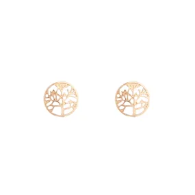 Comfortable Appearance Gold Tree Of Life Stud Earrings