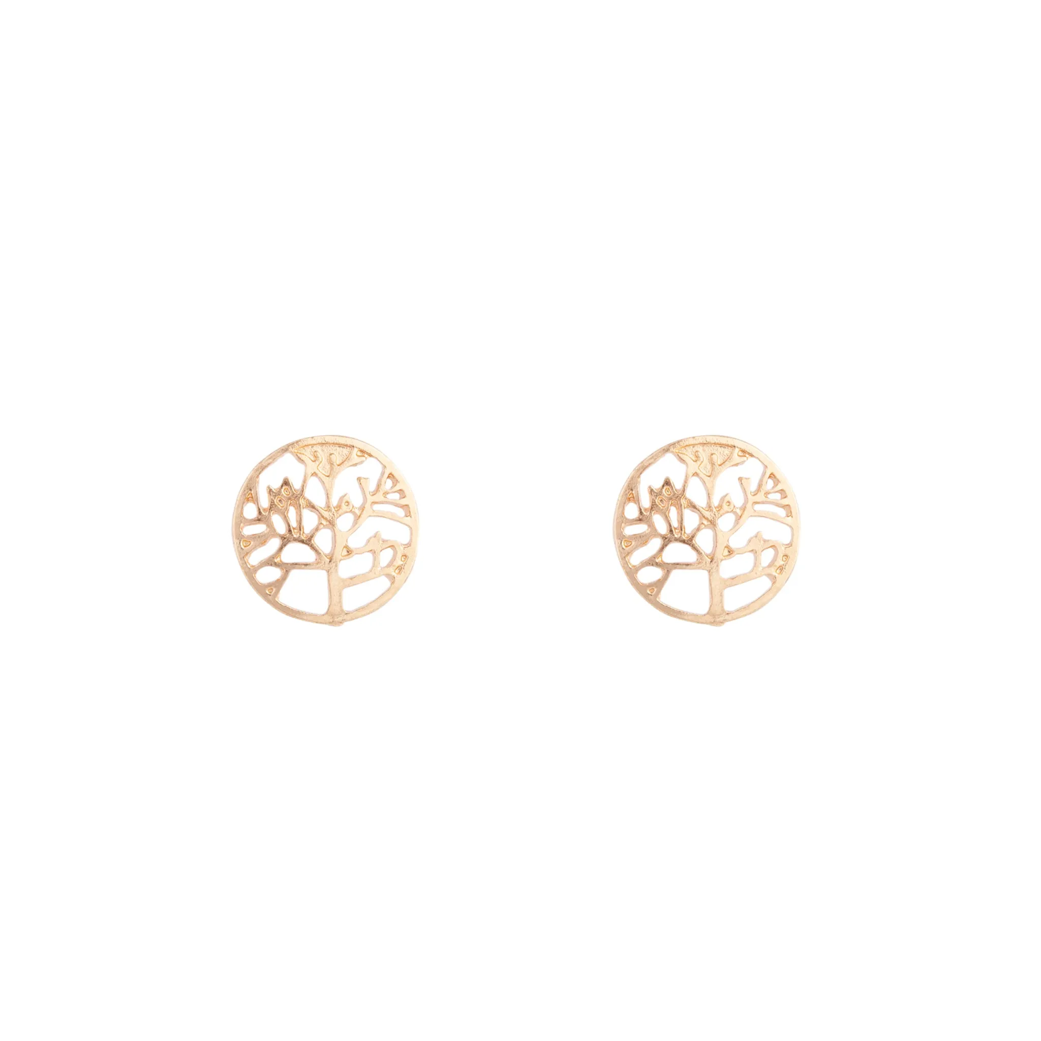 Comfortable Appearance Gold Tree Of Life Stud Earrings
