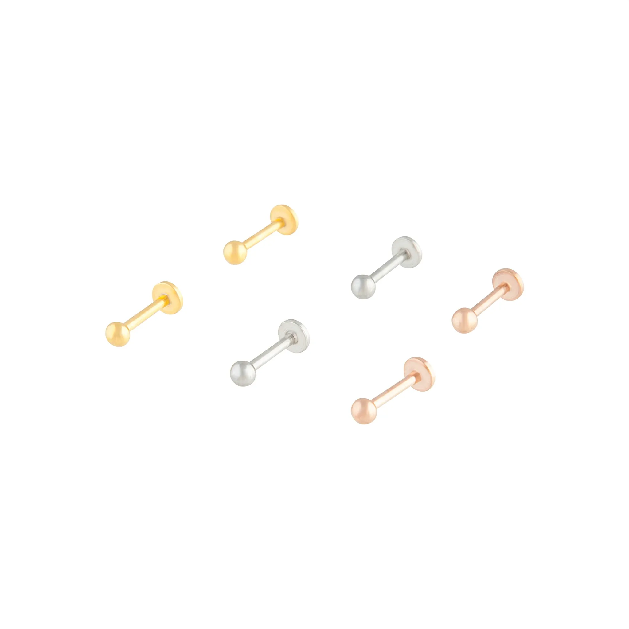 Mixed Metal Flat Back Ball Earring 6-Pack Wedding Trinket