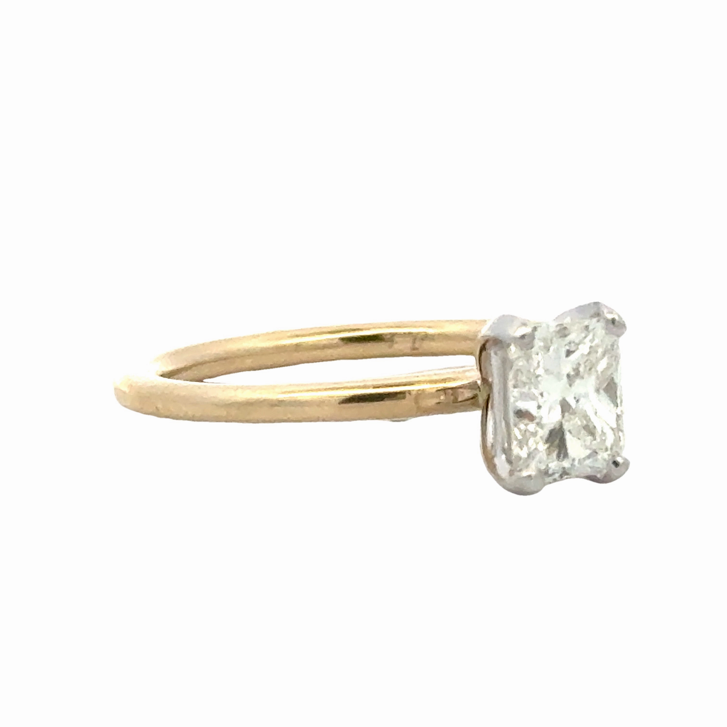 14 Karat Yellow/White Radiant Diamond Engagement Ring Expressive Edge Charming Shine