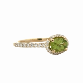 Fashion Glow Bold Option Peridot Diamond Halo Ring