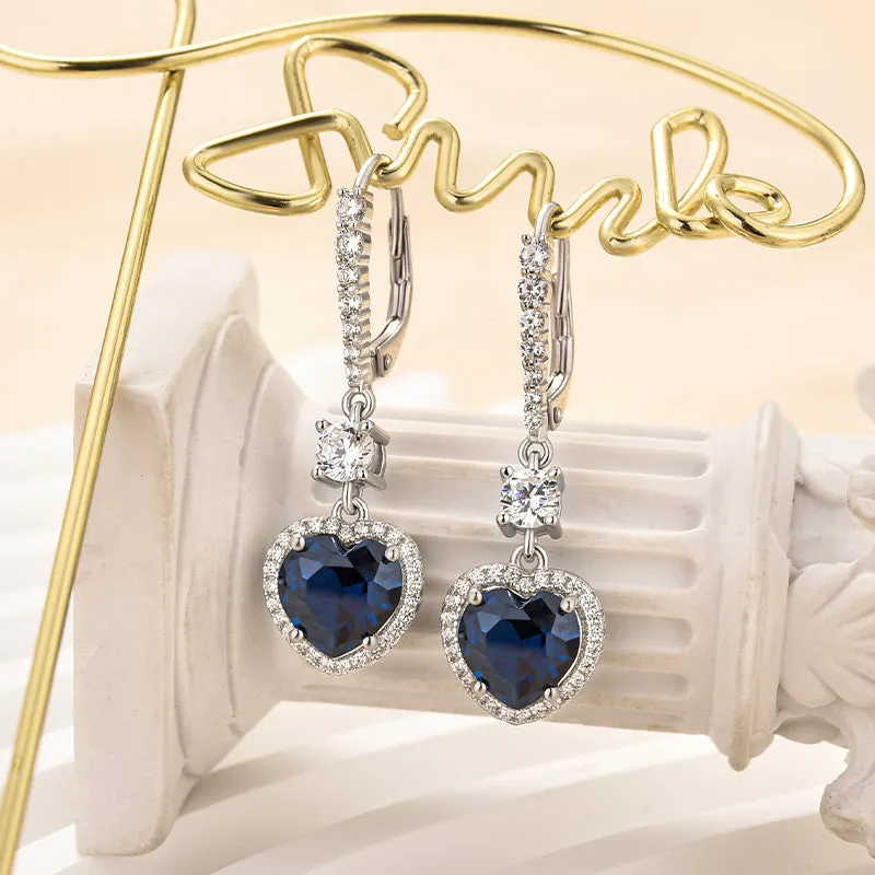 Luxe Detail Louily Elegant Blue Stone Heart Cut Women's Earrings