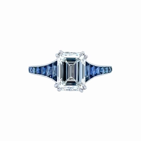 Premium Charm Platinum Emerald Cut Diamond Engagement Ring (3.06cttw)