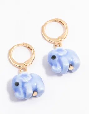 Attractive Decoration Graceful Choice Gold Acrylic Elephant Drop Earrings