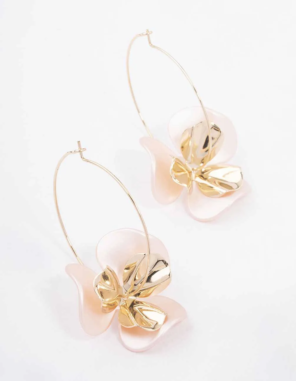 Round Decoration Durable piece Gold & Blush Wire Flower Drop Earrings