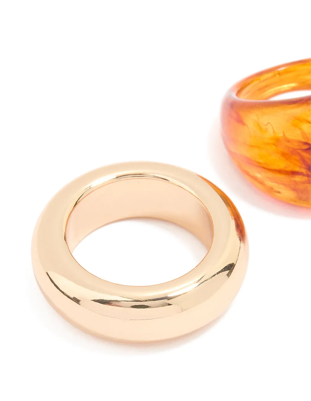 Spring Present Gold & Orange Acrylic Rings 2-Pack
