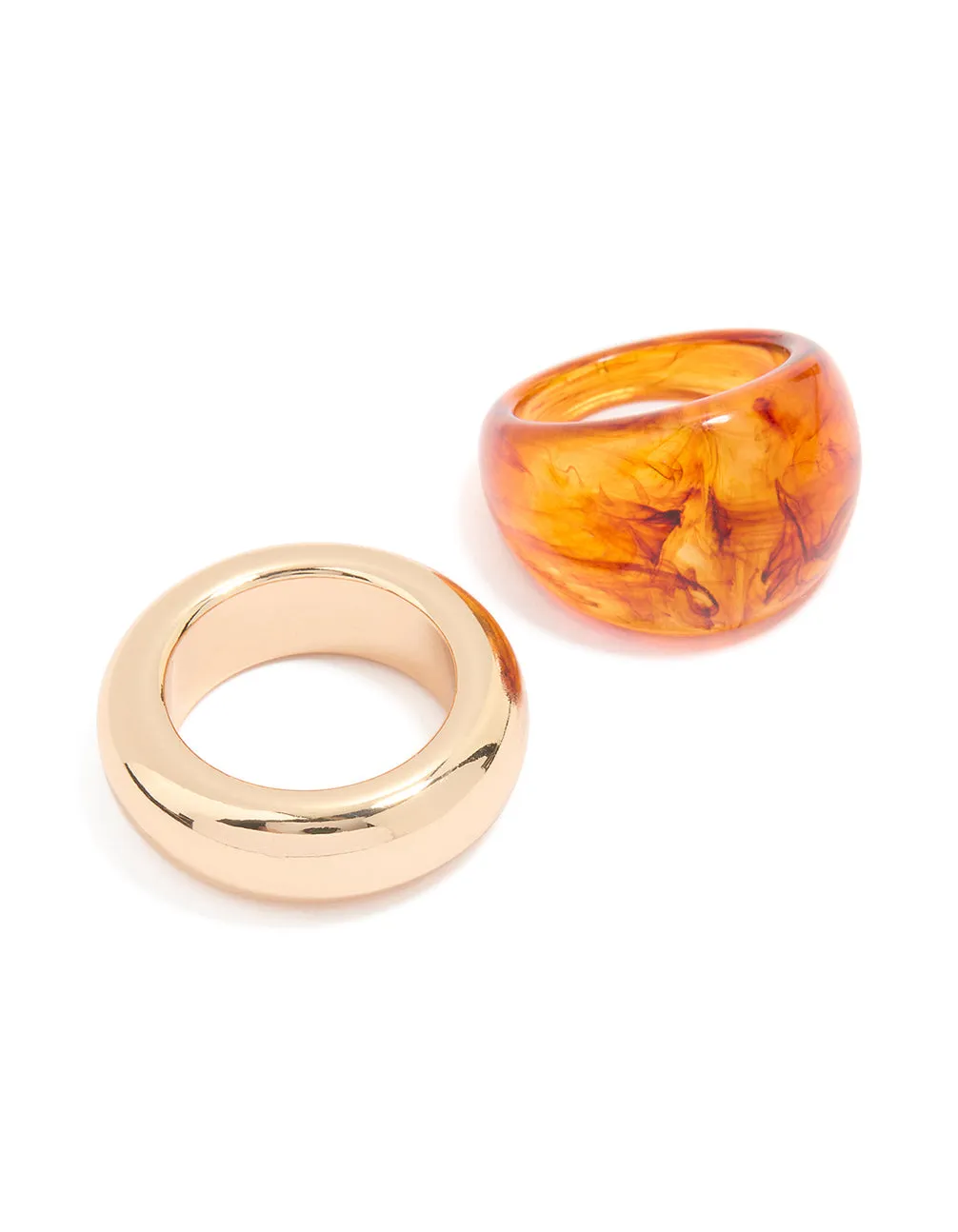 Gold & Orange Acrylic Rings 2-Pack Budget Gift Shiny Work