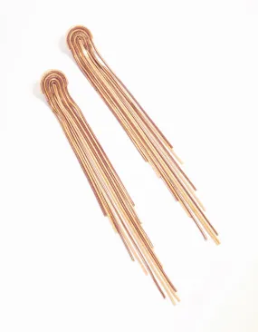 Gold & Pink Waterfall Cut Chain Earrings Glittering Style