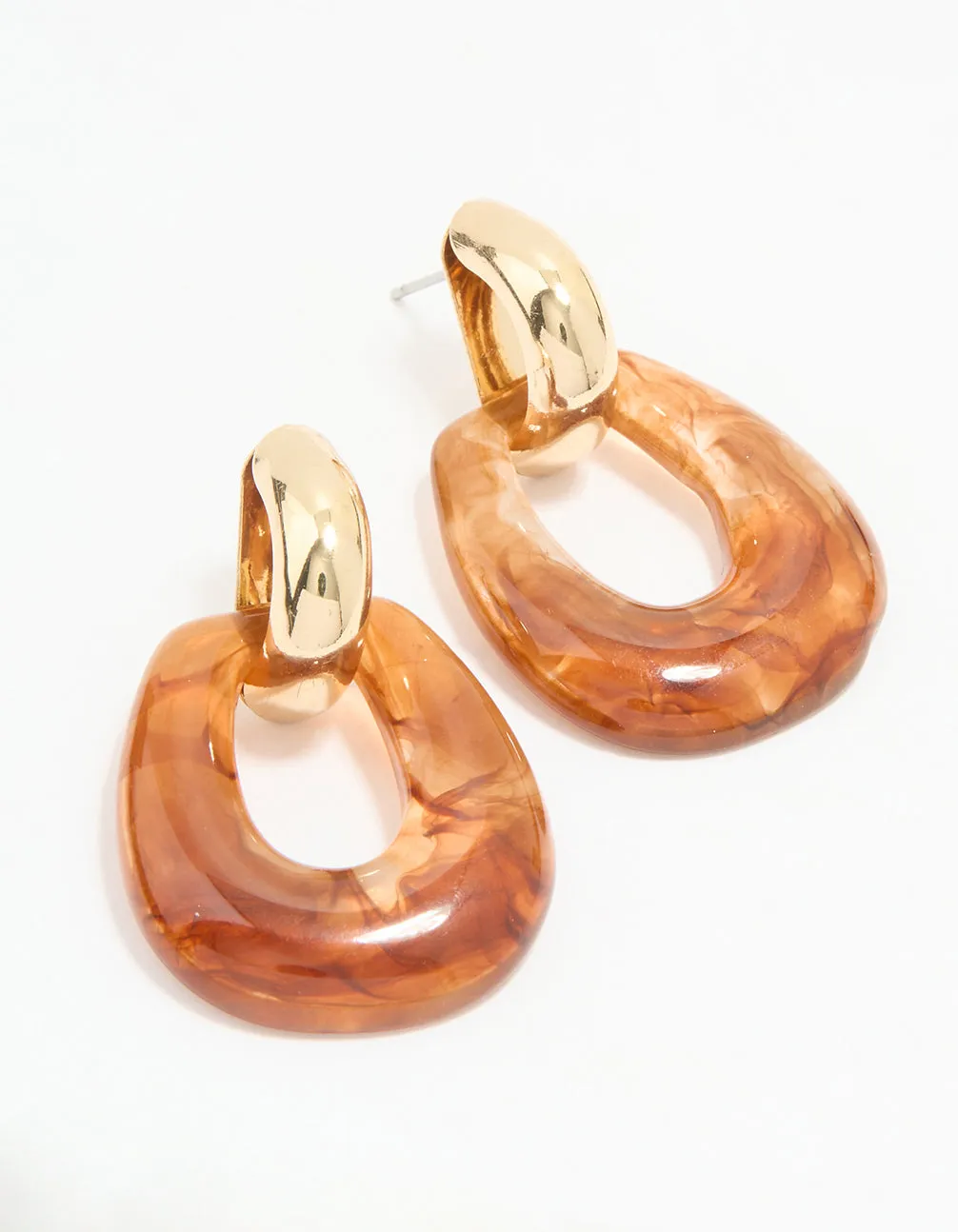 Brilliant Must-Have Gold Brown Acrylic Doorknocker Drop Earrings