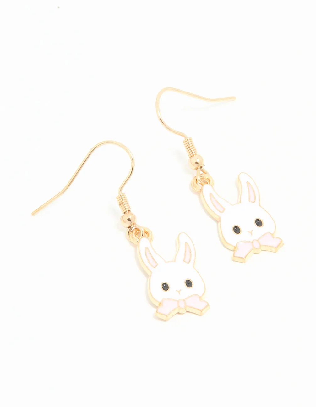 Gold Bunny Head Drop Earrings Radiant Embellishment