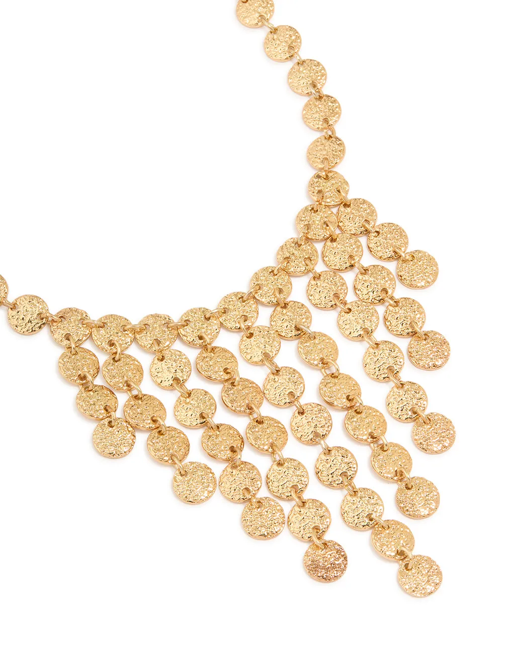 Gold Cascading Coin Bib Necklace Exclusive Style Wonderful Piece