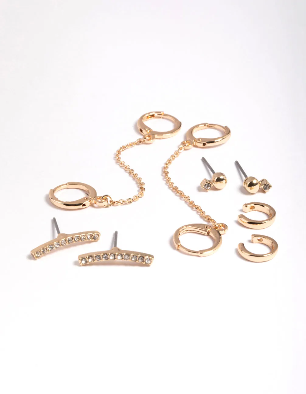 Gold Chain Huggie Hoop Earring 4-Pack party accessory