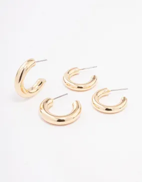 Fashionable Vibe Gold Chubby Hoop Earring Pack