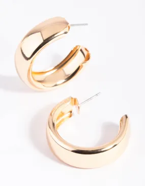 Gold Chubby Medium Hoop Earrings Fashionable Feature Retro Item