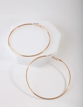 Glittery Embellishment Gorgeous Must-Have Gold Classic Tube Hoop Earrings