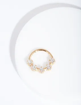 Gold Cubic Zirconia Star Clicker Earring Vacation Accessory