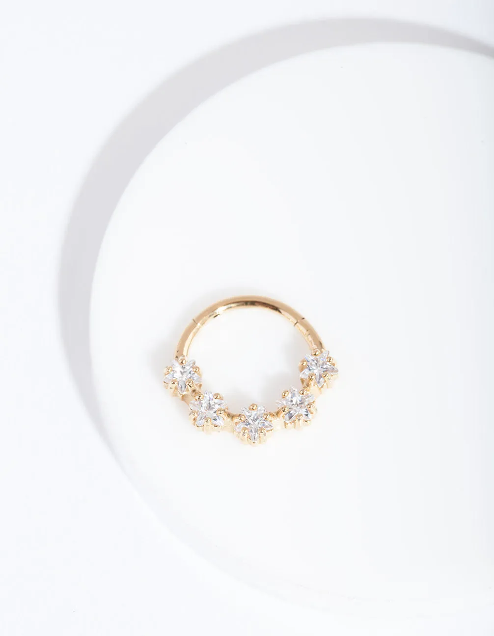 Gold Cubic Zirconia Star Clicker Earring Vacation Accessory