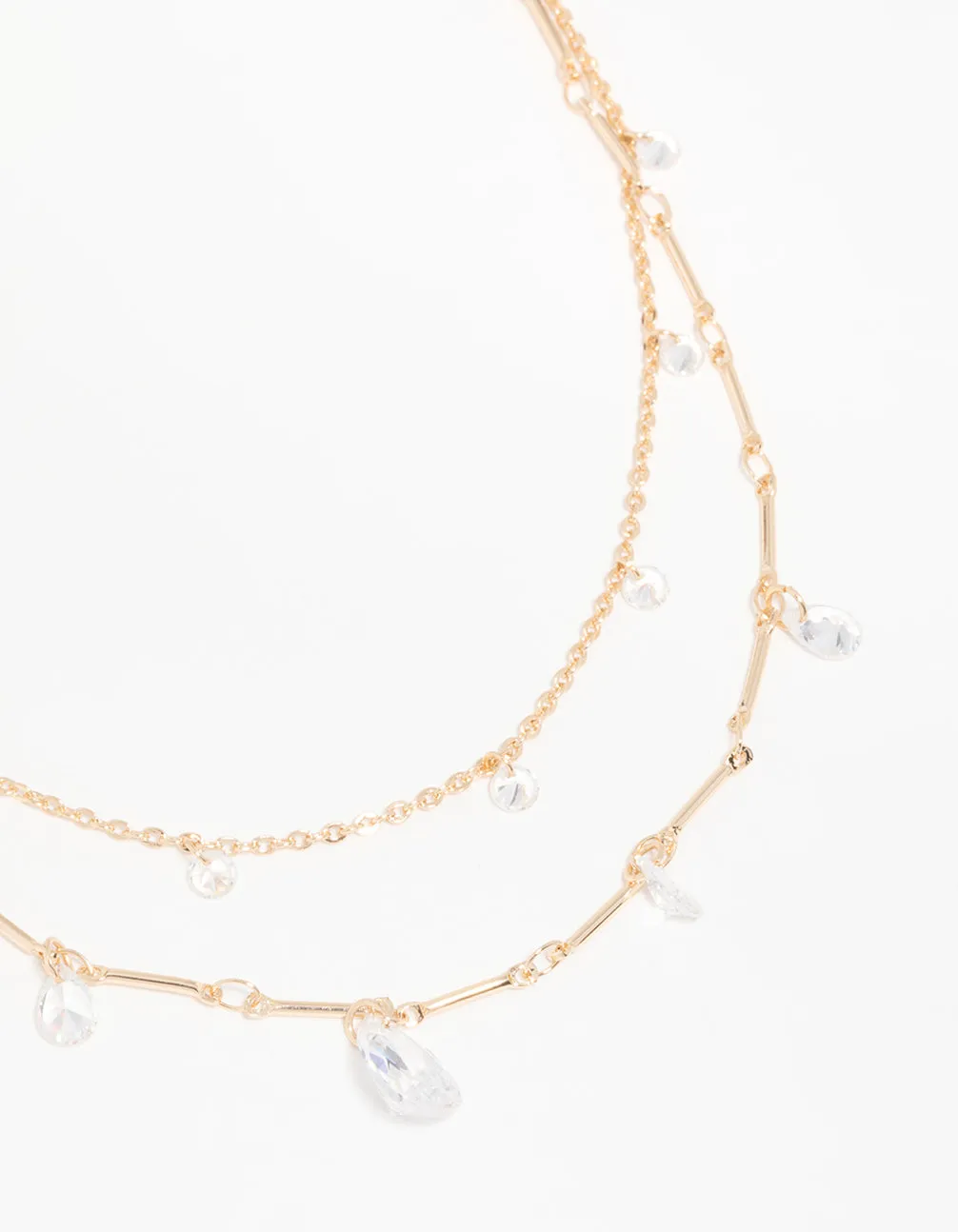 Daily Look For Wellness Gold Cubic Zirconia Teardrop Layered Necklace