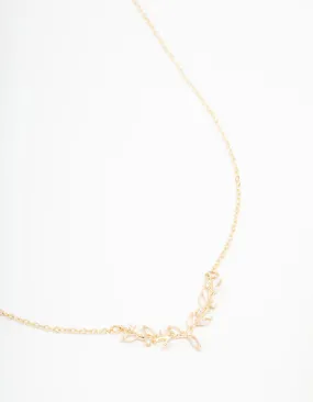 Timeless Detail Summer Style Gold Cubic Zirconia Vine Necklace