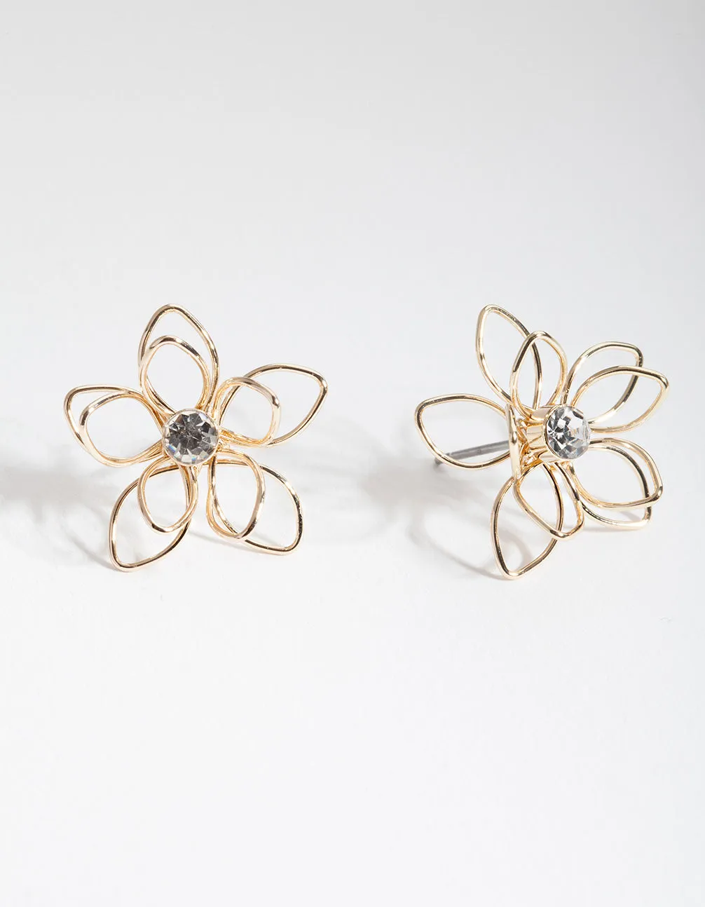 Gold Dainty Diamante Flower Earrings Pretty Decor Pretty Item