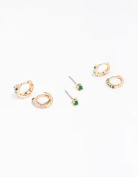 Avant-Garde Trinket Gold Dainty Earring 3-Pack