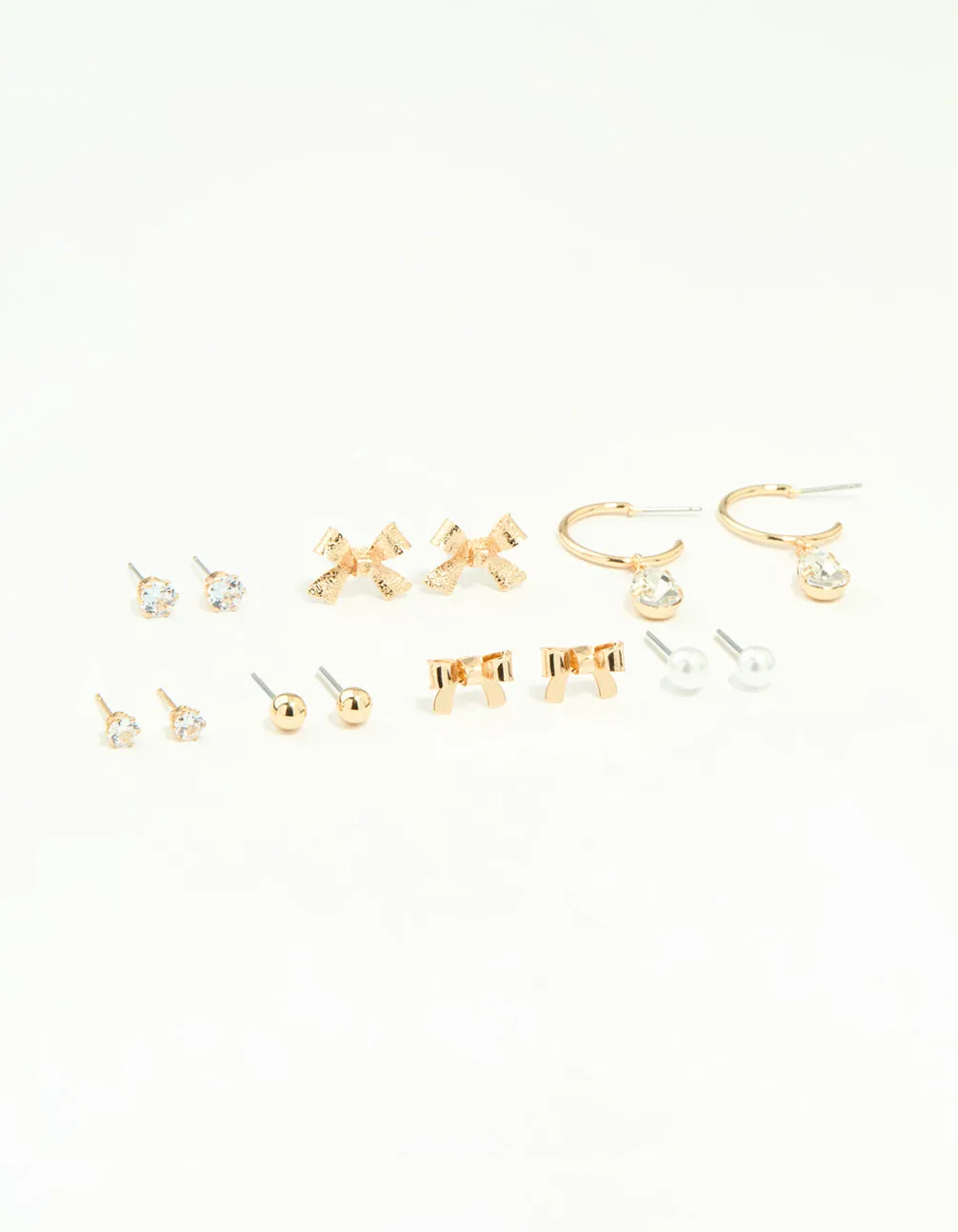 Sturdy Adornment Gold Diamante & Pearl Earrings Stack 7-Pack