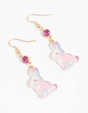 Gold Diamante Bunny Drop Earrings Everyday Ornament