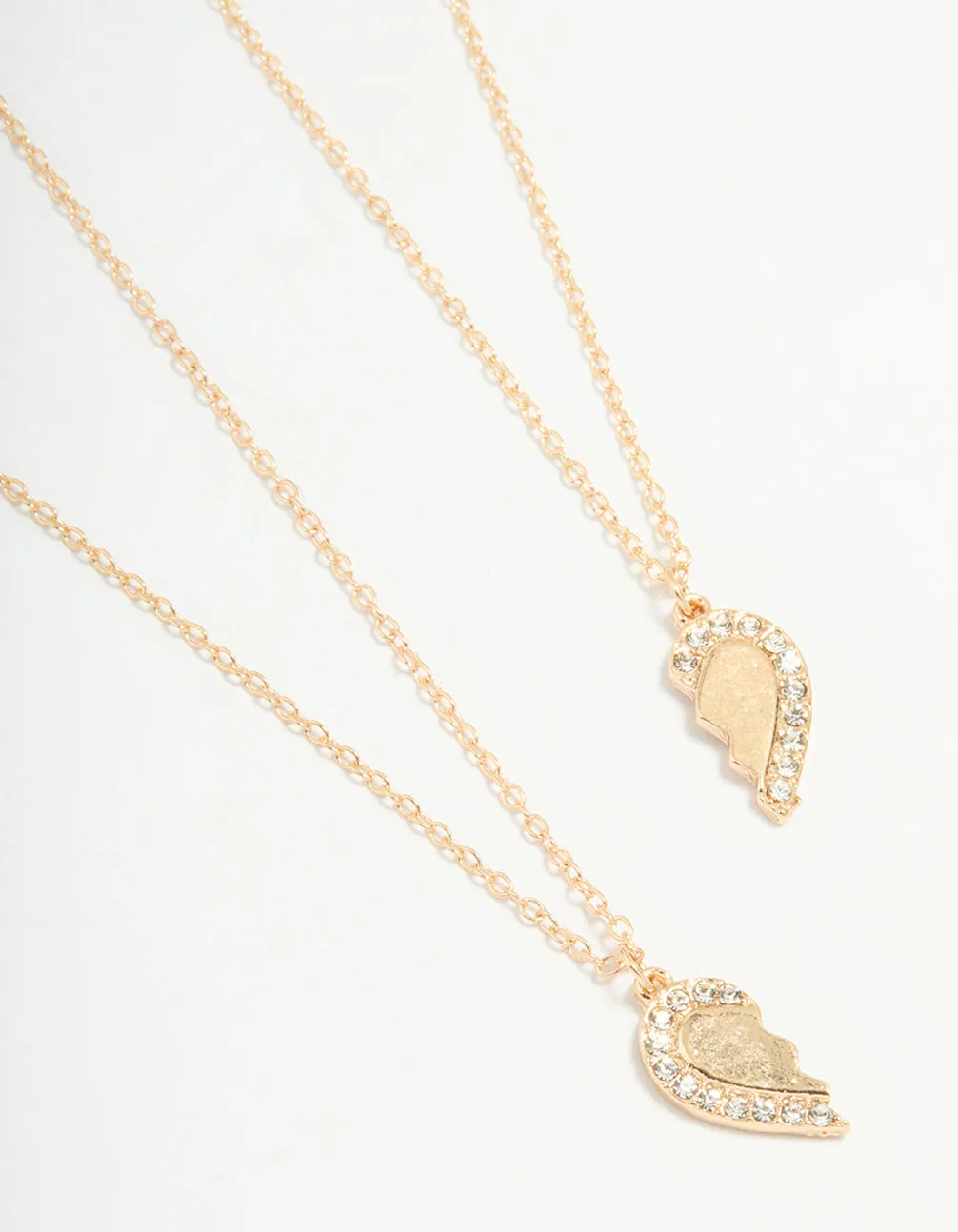 Gold Diamante Heart Friendship Necklaces 2-Pack Perfect Ornament Cultural Gift