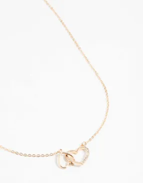 Perfect Item Gold Diamante Heart Link Necklace
