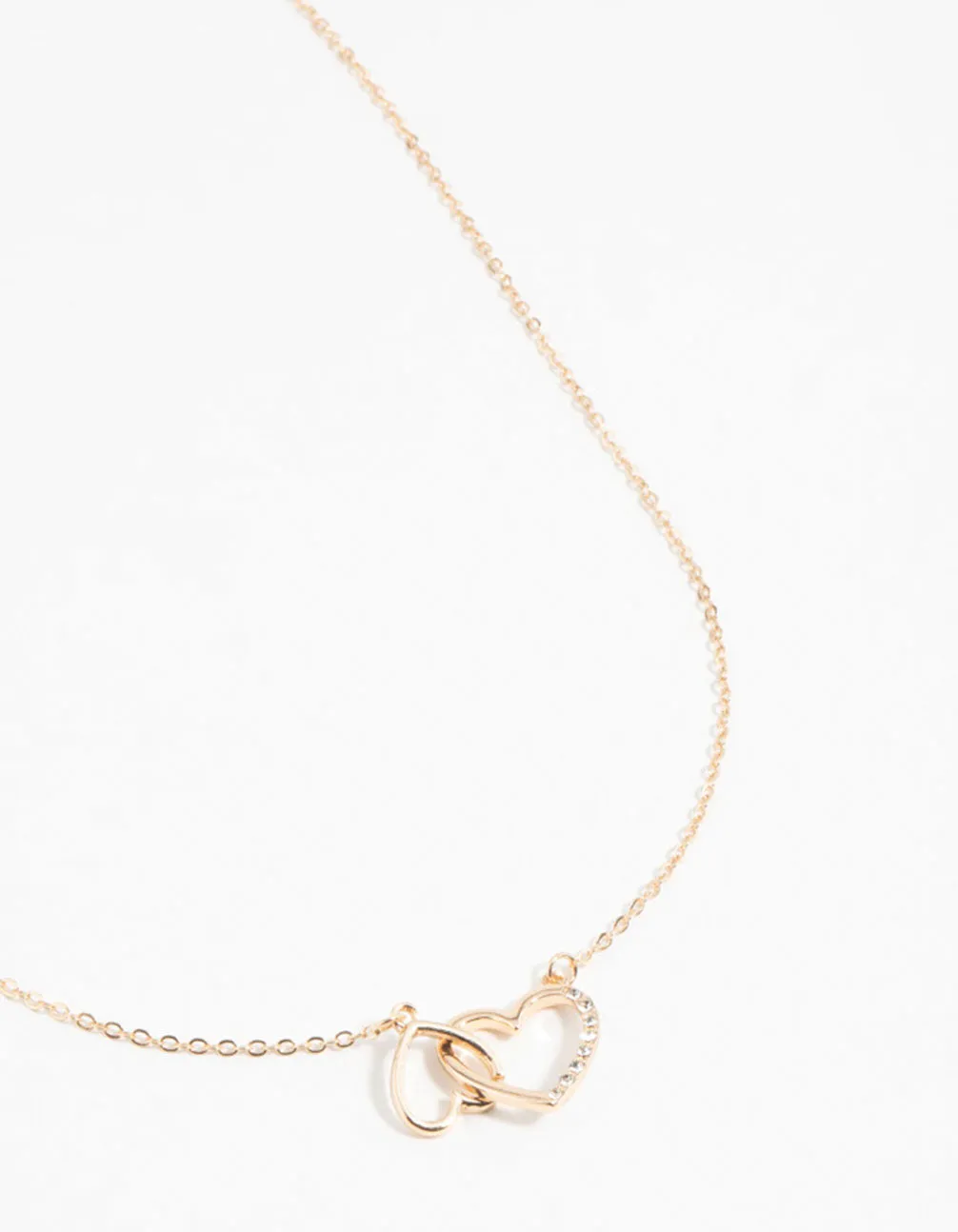 Gold Diamante Heart Link Necklace Affordable Present