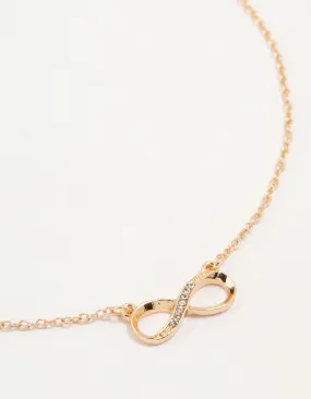 Gold Diamante Infinity Necklace Graceful Gift Busy Life