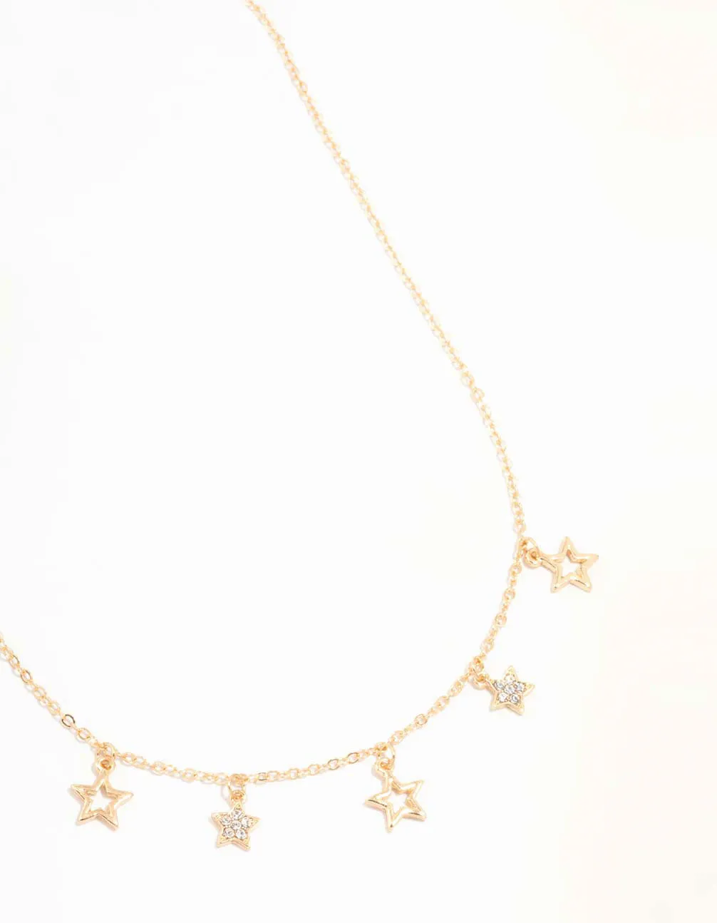 Gold Diamante Star Droplet Necklace Minimalist Accessory Charming Accessory