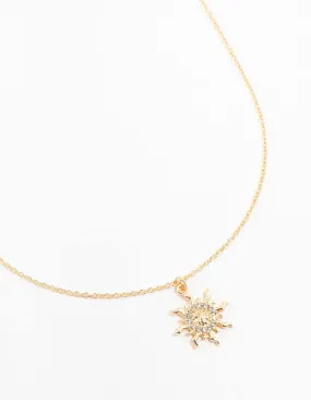 Gold Diamante Sun Necklace Bold Highlight Evening Mood