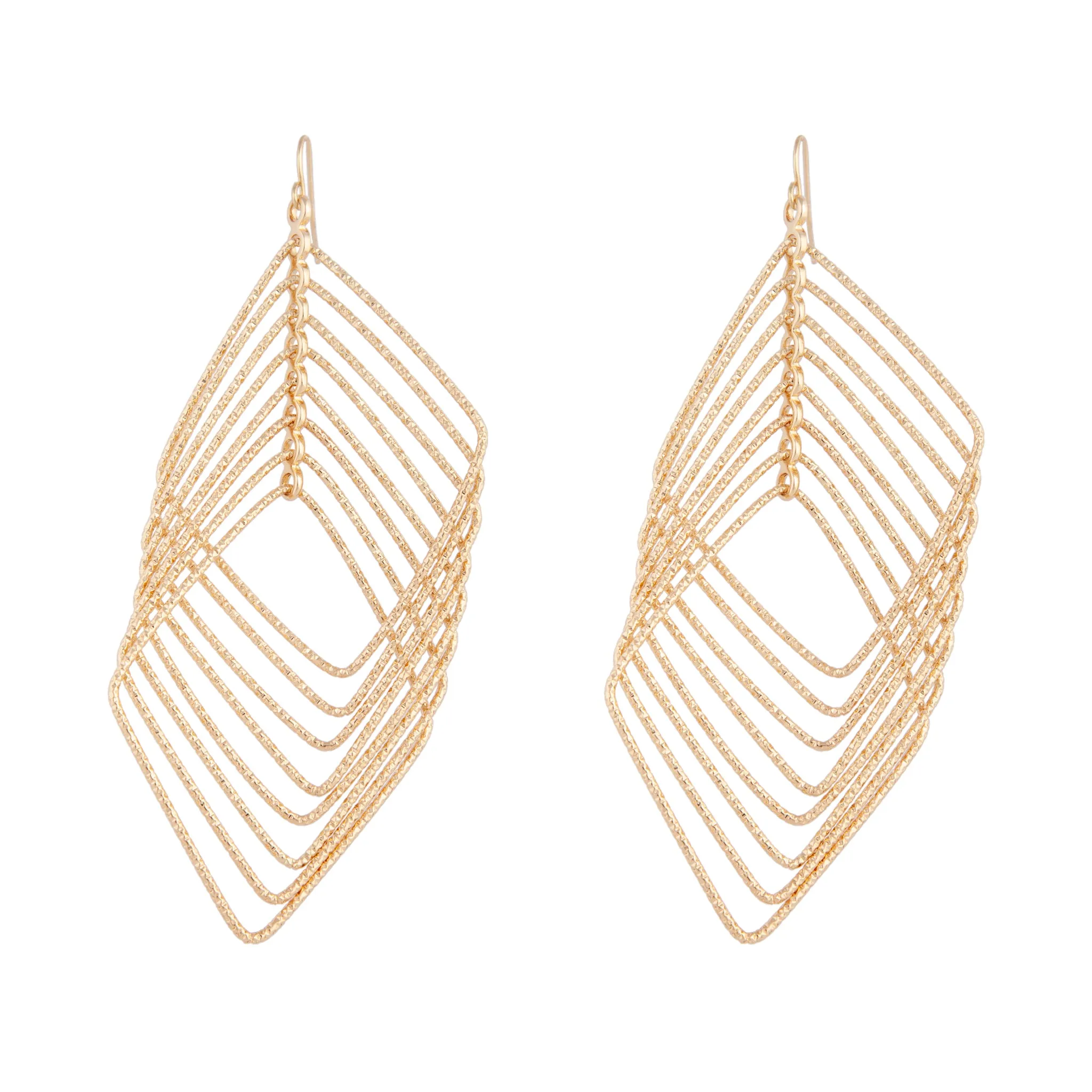 Stunning appearance Gold Diamond Cut Drop Diamond Drop Earrings