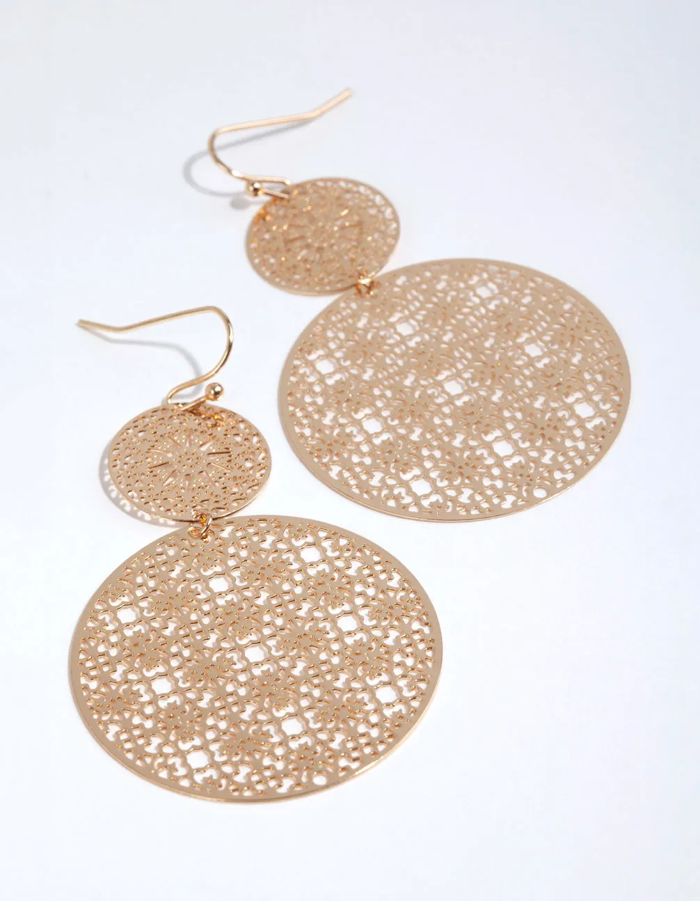 Sparkling Product Stunning Must-Have Gold Double Filigree Disc Drop Earrings