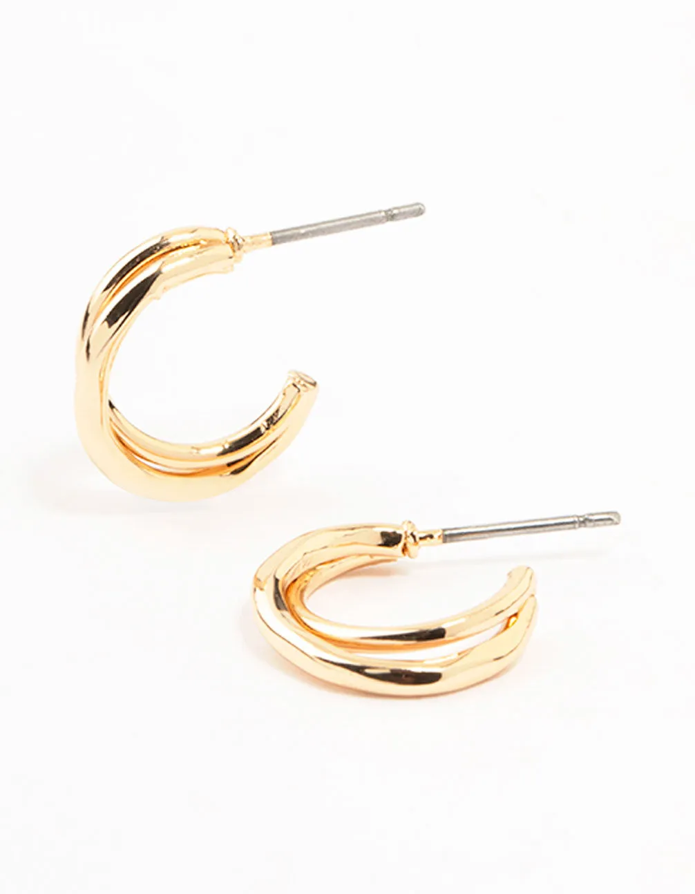Gold Double Twisted Rope Huggie Earrings Fashionable Embellishment