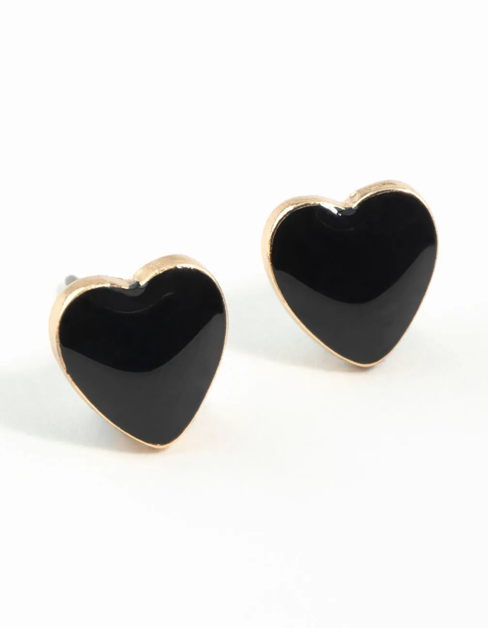 Gorgeous Accessory Opulent Embellishment Gold Enamel Heart Stud Earrings
