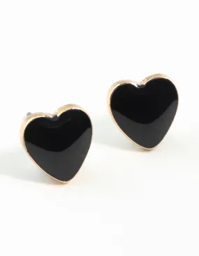 Gorgeous Accessory Opulent Embellishment Gold Enamel Heart Stud Earrings