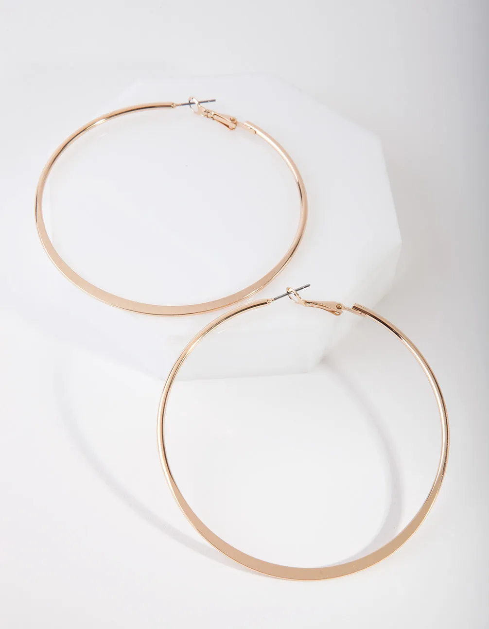 Sparkling Product Futuristic Embellishment Gold Flat Edge Hoop Earrings