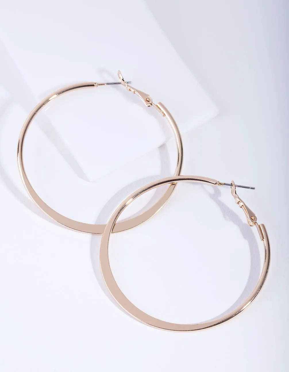 Sparkling Feature Circular Decoration Gold Flat Edge Hoop Earrings