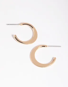 Gold Flat Huggie Hoop Earrings Refined Essential
