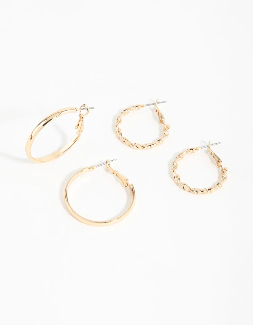 Gold Flat Twist Mixed Hoop Earrings 2-Pack Chic Essential
