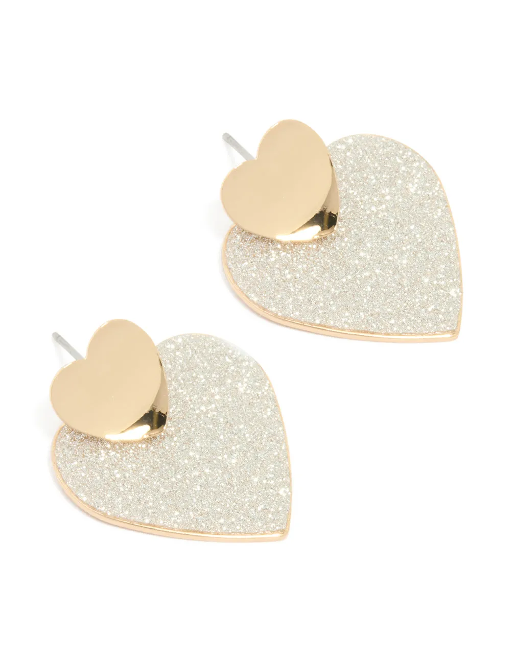 Gold Glitter Heart Paper Drop Earrings Colorful Piece Simple Piece