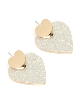 Gold Glitter Heart Paper Drop Earrings Colorful Piece Simple Piece