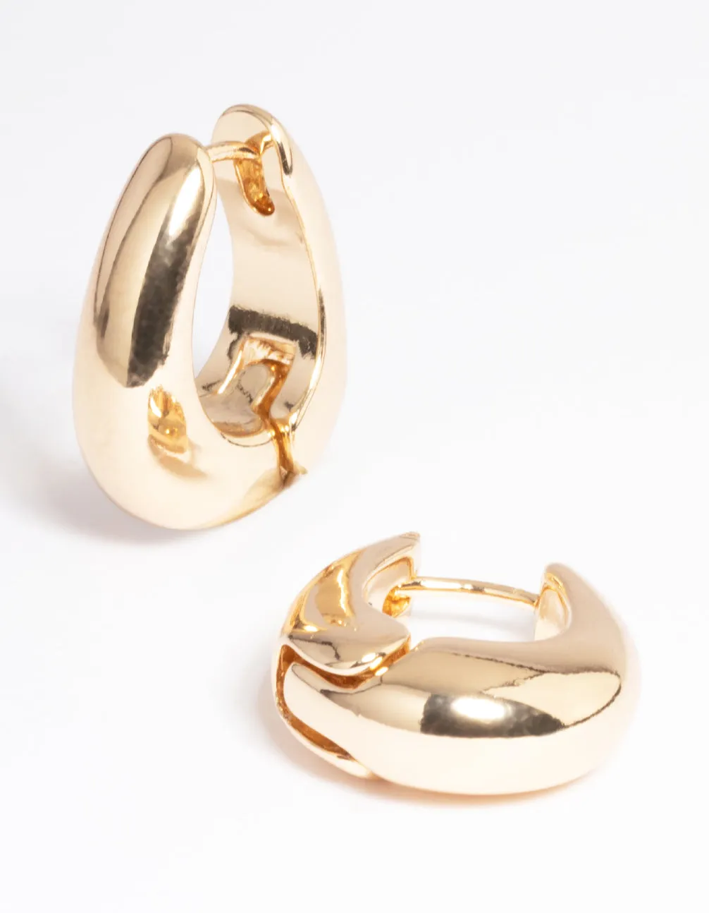 Minimalist Detail Classic Must-Have Gold Gradual Chunky Oval Huggie Earrings