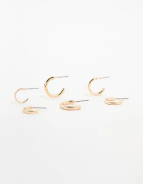 Bright Item Gold Graduating Clean Huggie Earrings 3-Pack